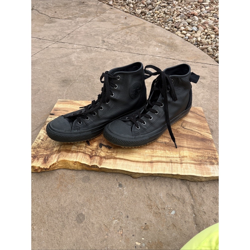Converse Chuck Taylor All Star Hollis Black Leather Sneakers Sz M 11.5/W 13.5 46